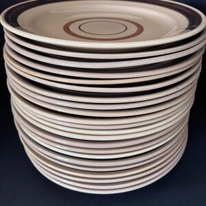 1970s Hartstone Pottery for Lipton Soup Mix 12" LARGE Tan/Brown Plates/Platters